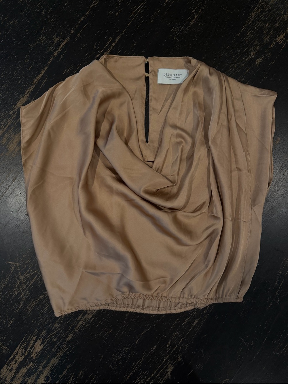Draped Satin Blouse in Light Brown